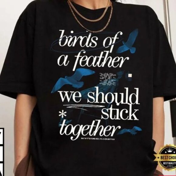Birds Of A Feather We Should Stick Together Unisex Heavy Cotton Graphic T-Shirt - Picture 2 of 2
